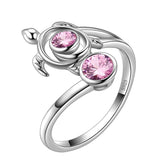 Turtle Birthstone October Tourmaline Ring Open Sterling Silver - Rings - Aurora Tears
